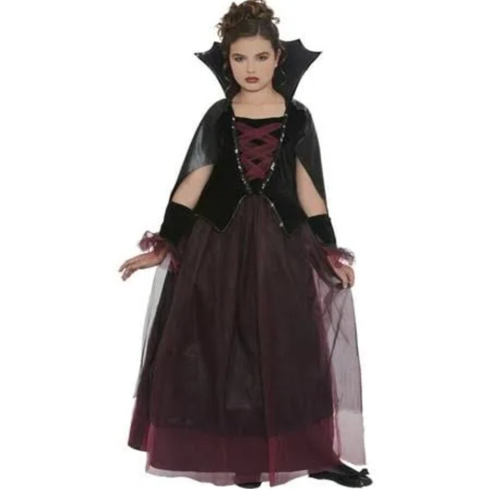 DRACULA'S DARLING GIRLS' VAMPIRE COSTUME |SIZE MEDIUM (7/8) | 2- PIECE SET--NWT